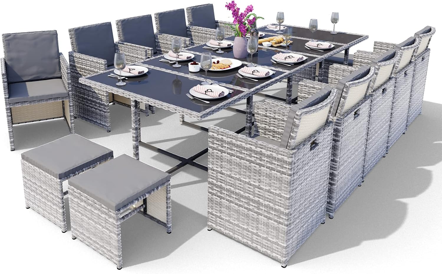 Swing&Harmonie Gartenmöbel Lounge-Set „Sienna" - 4 Personen Outdoor Sitzgruppe Mit Tisch