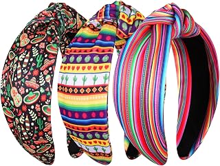 NVENF 3PCS Easter Mexican Mother's Day Headband Accessories for Women Knotted Headbands Holiday Gifts (3PCS Mexican A)