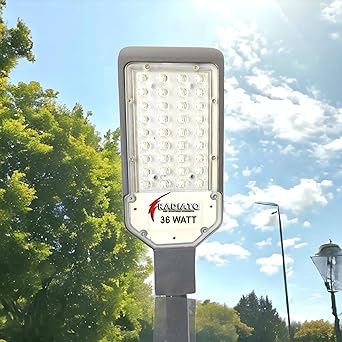 Radiato ES 230 V A.C Led Street Light With Lens Ip65 Waterproof Slim And Metal Body For Outdoor With Free Wall Mounted Clamp. (36, Corded Electric, White)