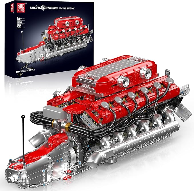 Mould King 10169 Maquette moteur V12 qui fonctionne - Construisez votre propre moteur STEM V8 pour adultes, moteur de voiture 12 cylindres, fonctionnement à engrenages déplaçables, ensemble de construction mécanique (3472 pièces)