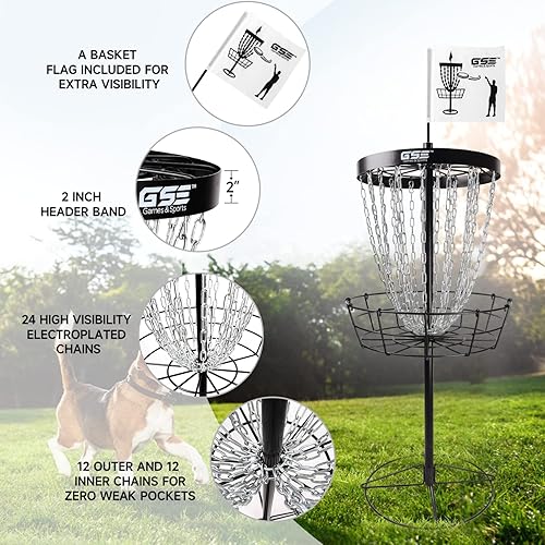 Miniatura 4 de GSE Games & Sports Expert PRO - Objetivo de golf de disco portátil, 1224 cadenas, cestas de meta de práctica de metal