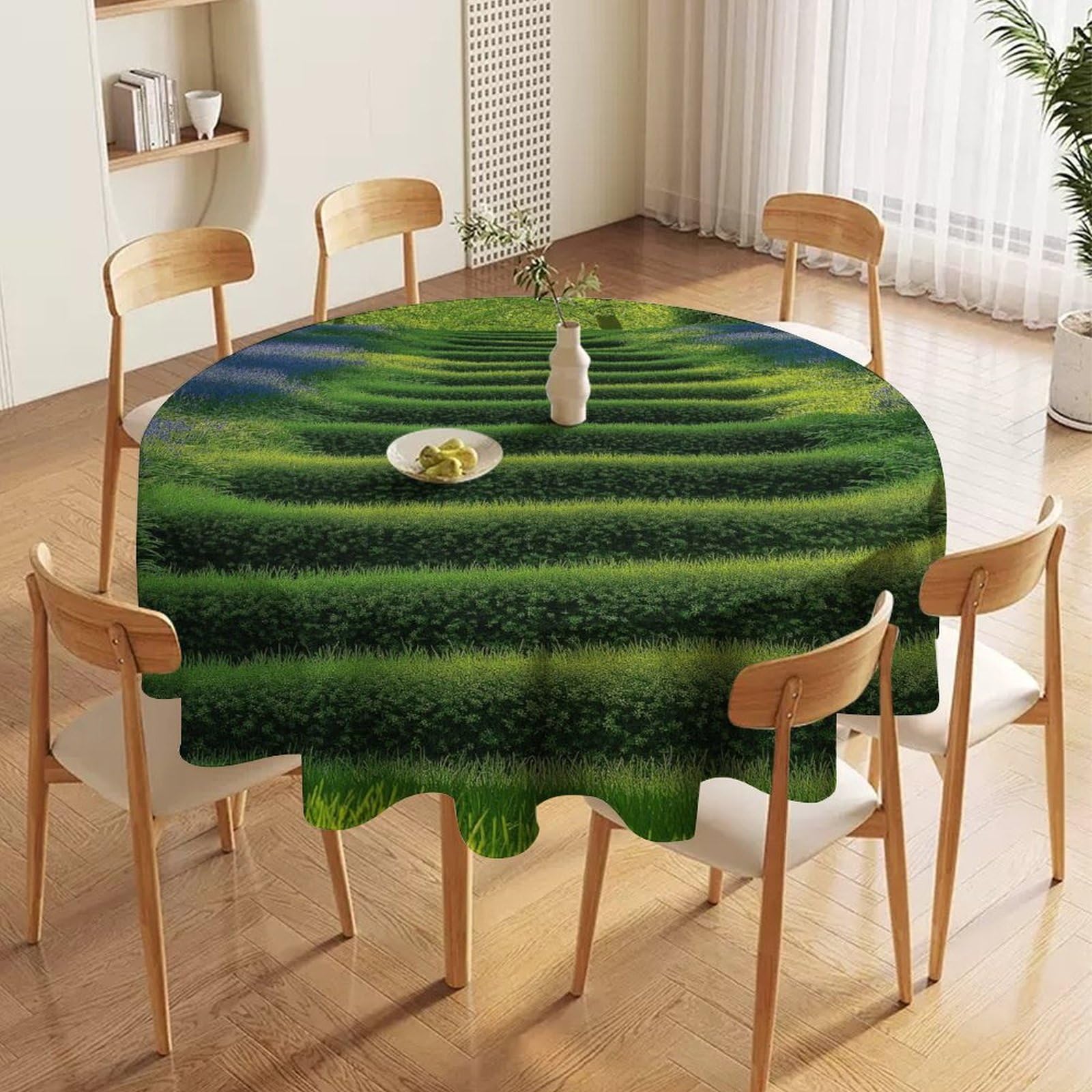 ORDOBO 3D Print Round Tablecloth - Spring Scenery Round Countertop Decoration Cover Waterproof Wipeable Dust-Proof For Kitchen Dining Home 152X152Cm