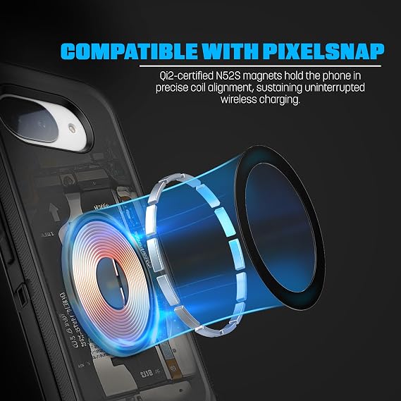 ENCASED for Google Pixel 10a Case with Screen Protector, Ranger Series, Shockproof Full Coverage Magnetic Case (Compatible with PixelSnap) (Blue)