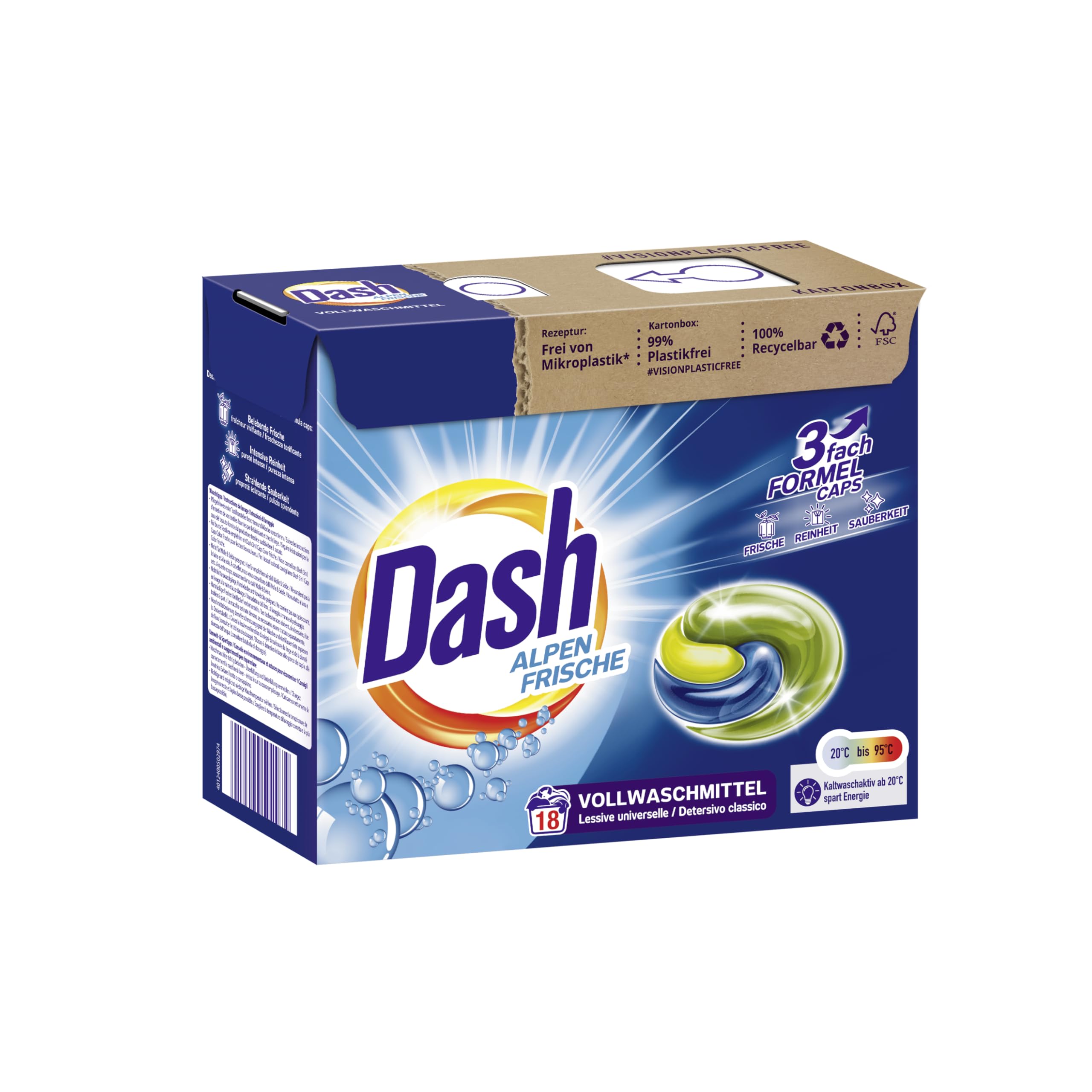 DASH Alpen Frische Kapsułki do prania 3w1, 18szt.