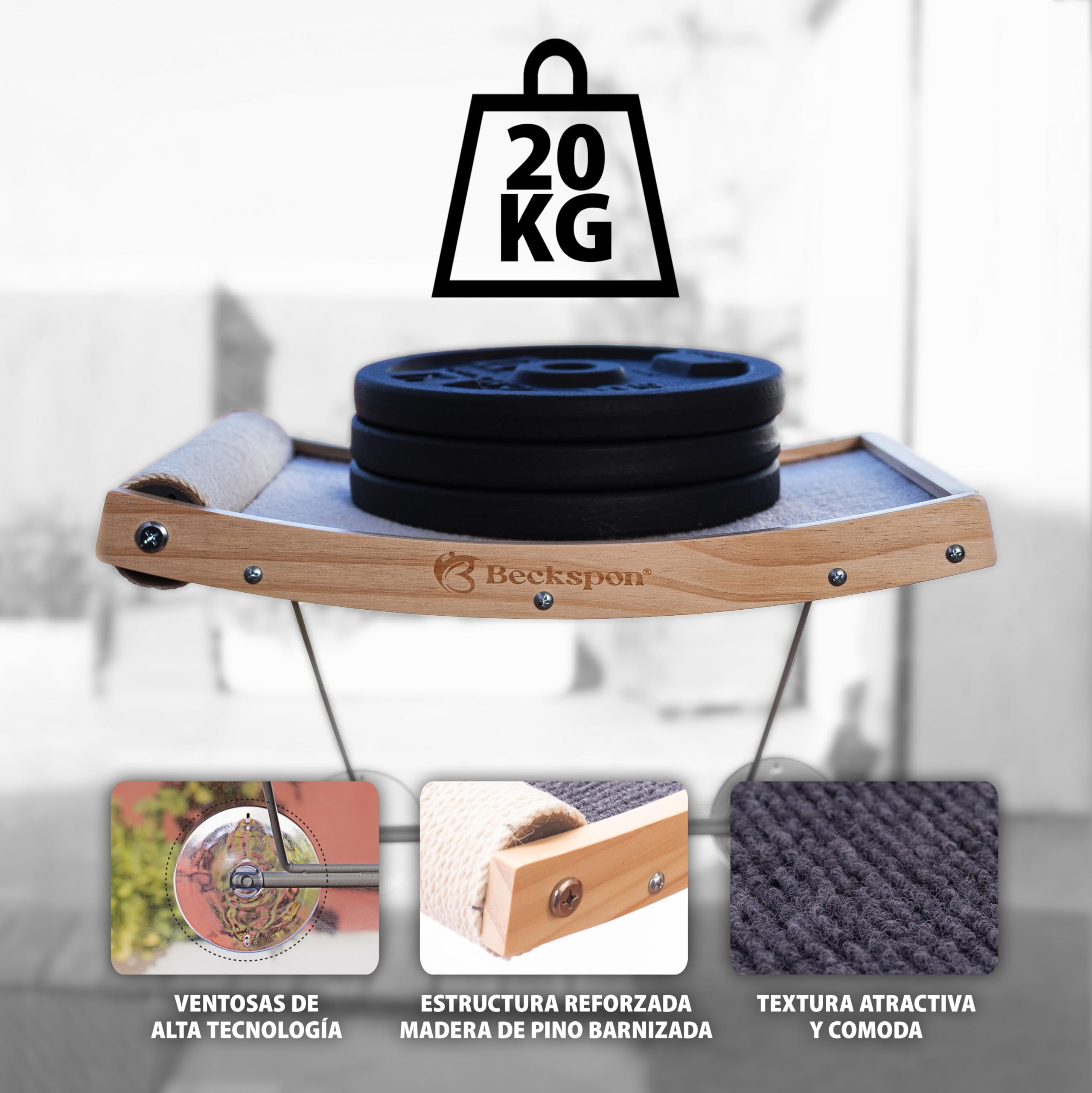 Hamaca para Gatos Con Rascador Integrado | Plegable | Cama Colgante para Ventana | Soporta Hasta 20kg | Color Grey