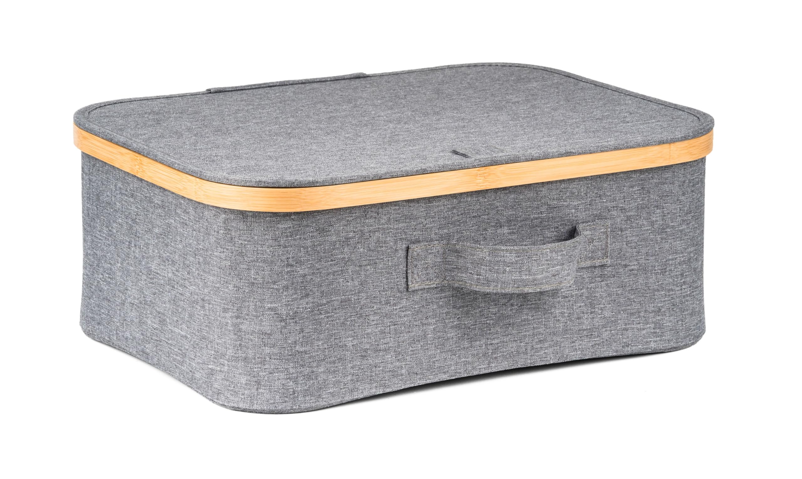 G21 Aufbewahrungsbox, 40 x 30 x 15 cm, aus Bambus, mit Deckel, grau Küche, Haushalt & Wohnen
