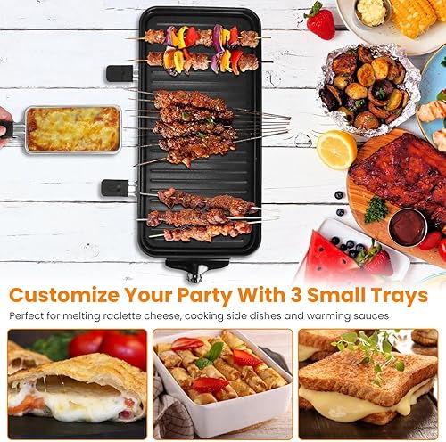 Miniatura 5 de Parrilla eléctrica de interior de 1500 W, parrilla de mesa Raclette 2 en 1 sin humo para cocina, barbacoa coreana con red de parrilla, placa