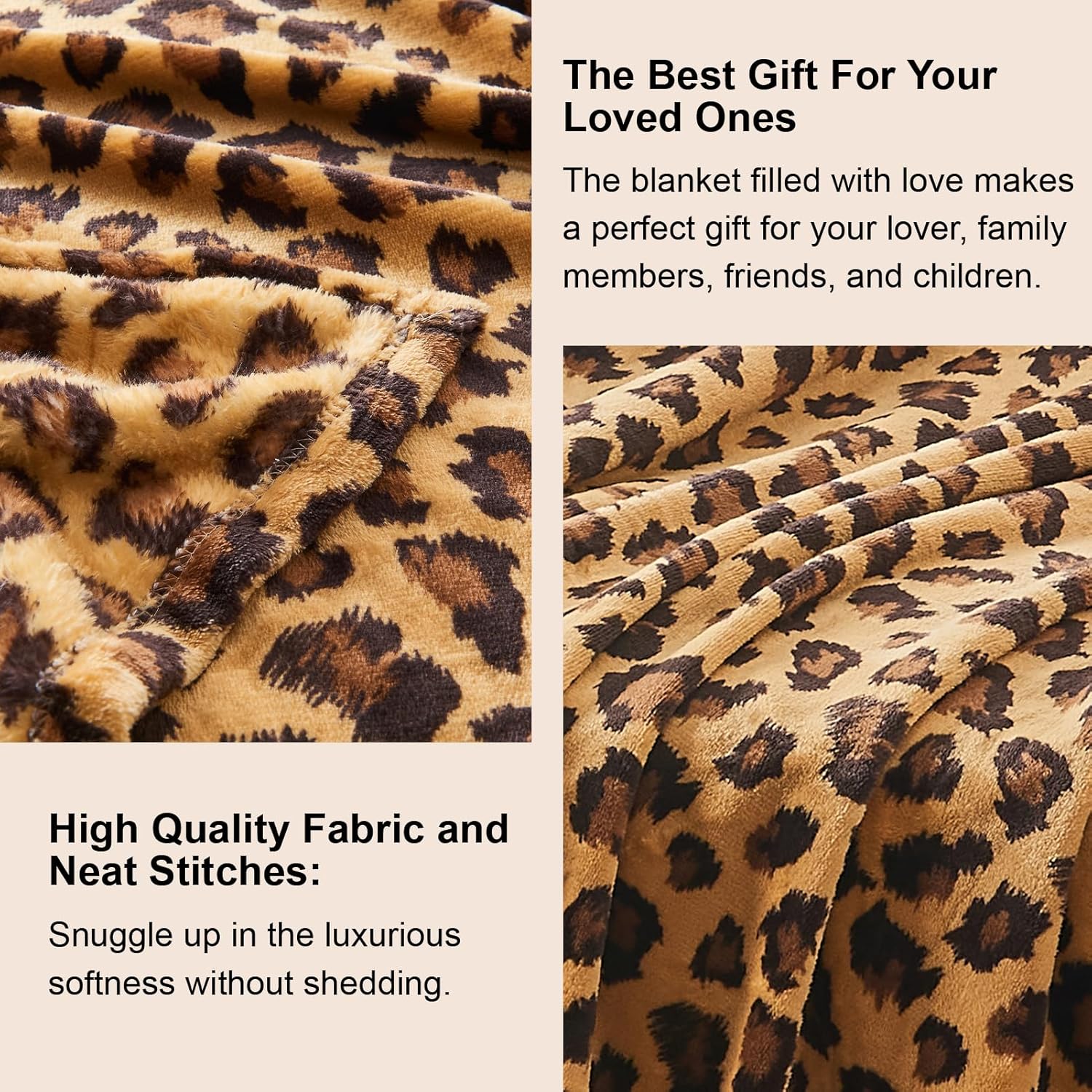 PLEASANT BOULEVARD | Leopard Throw Blanket Fleece, Premium Lightweight Cozy Warm Plush Microfiber Pink Blanket for Couch Sofa and Bed (Dark Brown, Throw (50 x 60 inches)) - Image 7