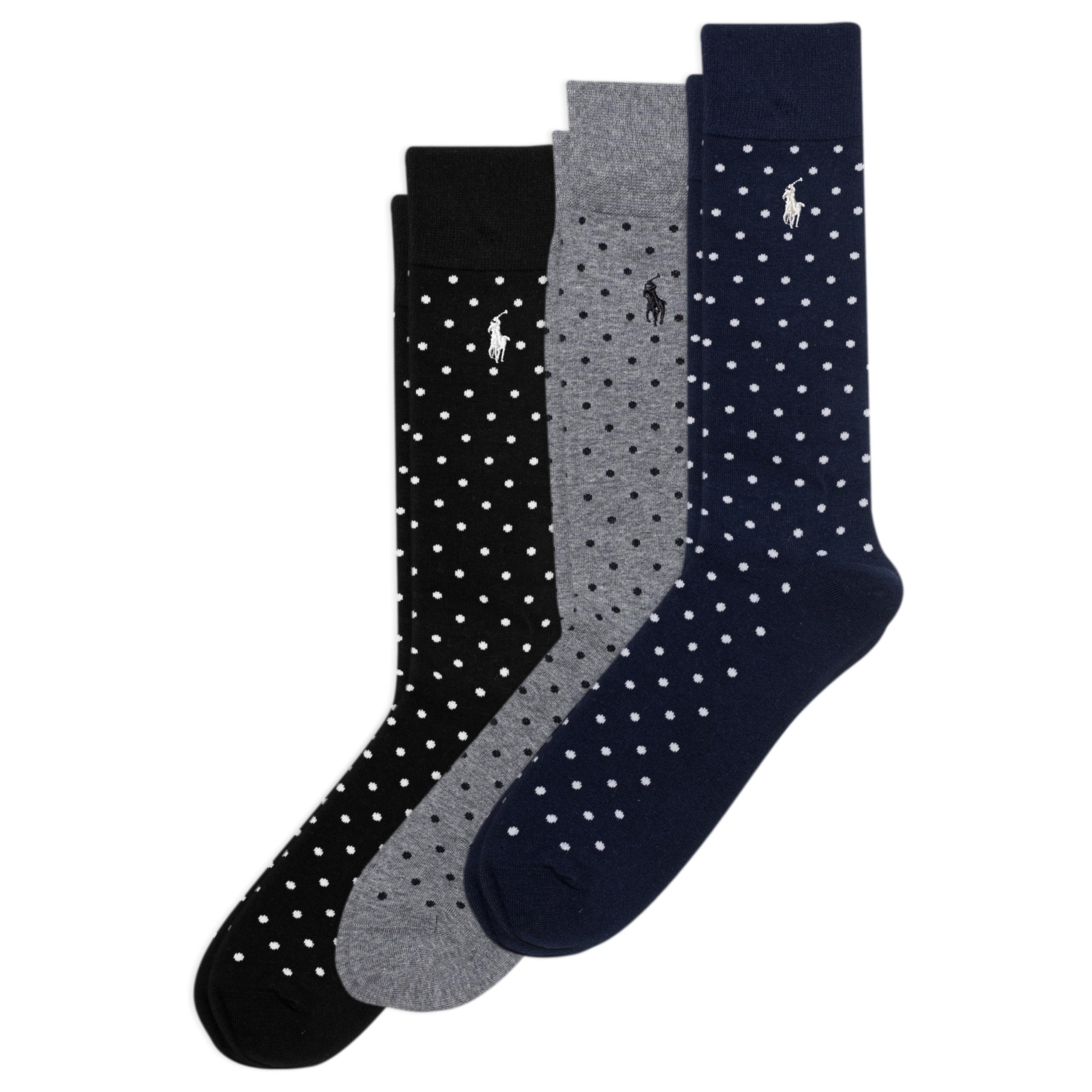 Men's Argyle & Dots Pattern Dress Crew Socks, 3 Pairs