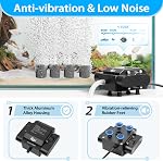 AQQA Powerful Aquarium Air Pump Adjustable Fish Oxygen Aerator Pump for Outdoor Ponds Hydroponic 4 Outlets Commercial Air Pump Bubbler with Accessories for Fish Tank Up to 600Gal(10W,237GPH)