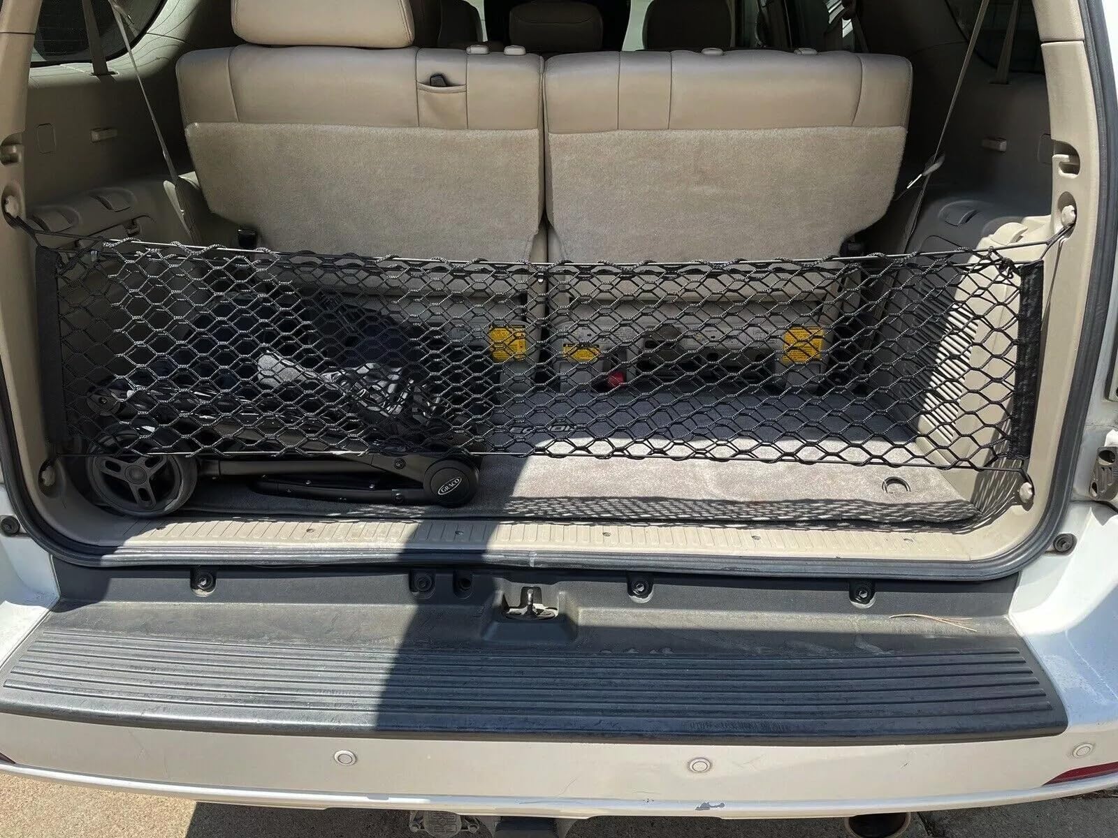 EACCESSORIES EA Rear Trunk Organizer Cargo Net for Toyota Sequoia 2001-2007 – Envelope Style Cargo Net for SUV – Black Color – Premium Mesh Elastic