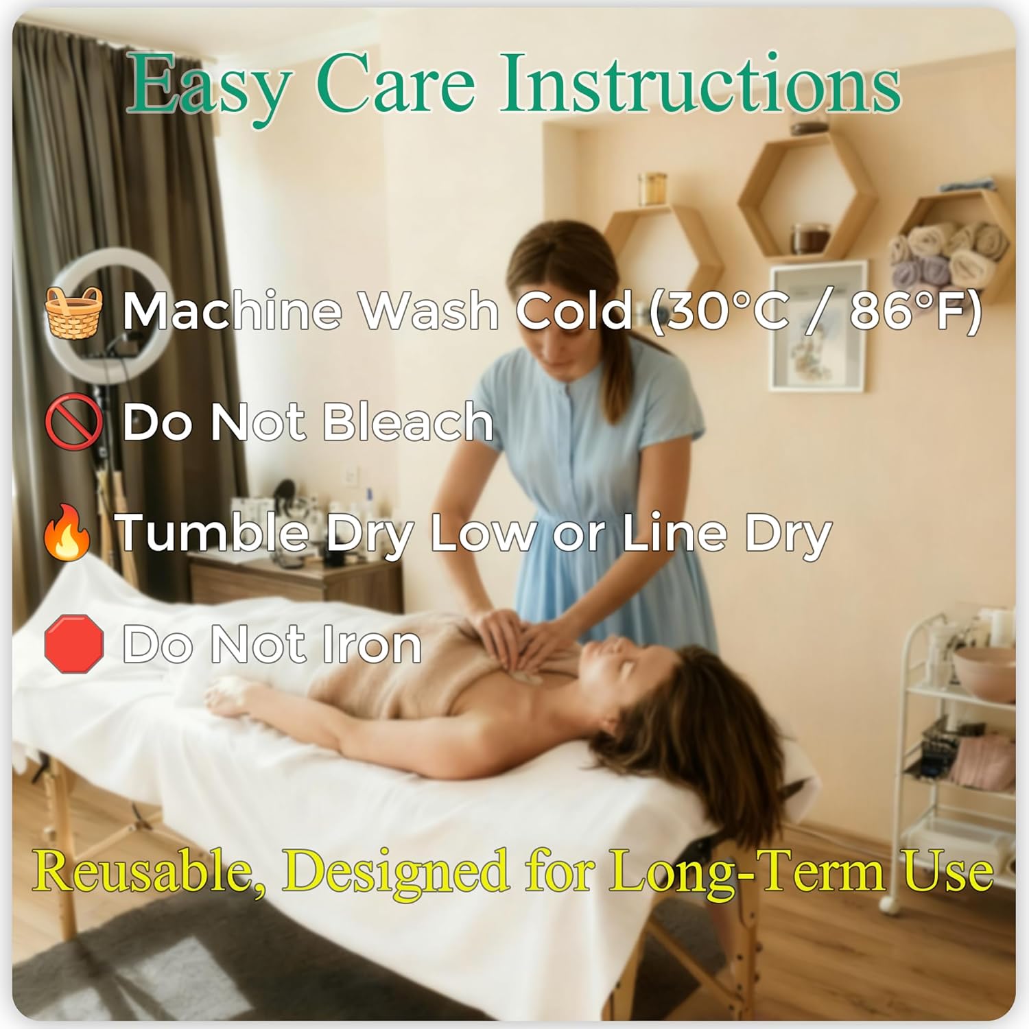 MAYOKEN® 2PCS Massage Table Sheets with Face Hole – 95" x 56" Extra-Large Polyester Cover, Wrinkle-Resistant, Machine Washable, Durable Massage Table Sheets for Professional Spa & Salon Therapy