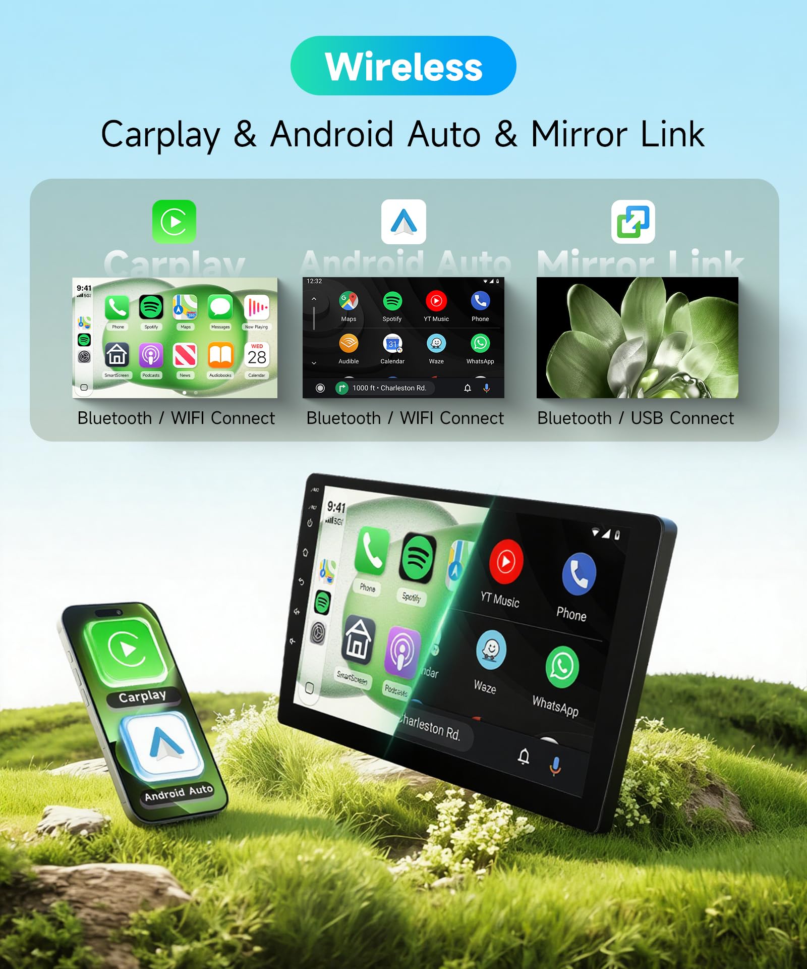 Rimoody 8 Core 6G+128G Android Autoradio per Toyota Yaris 2012-2017 Wireless Carplay Android Auto GPS Navi WiFi 360° Panorama, 9 Pollici Touchscreen Bluetooth FM/RDS/DSP EQ/SWC Telecamera Posteriore