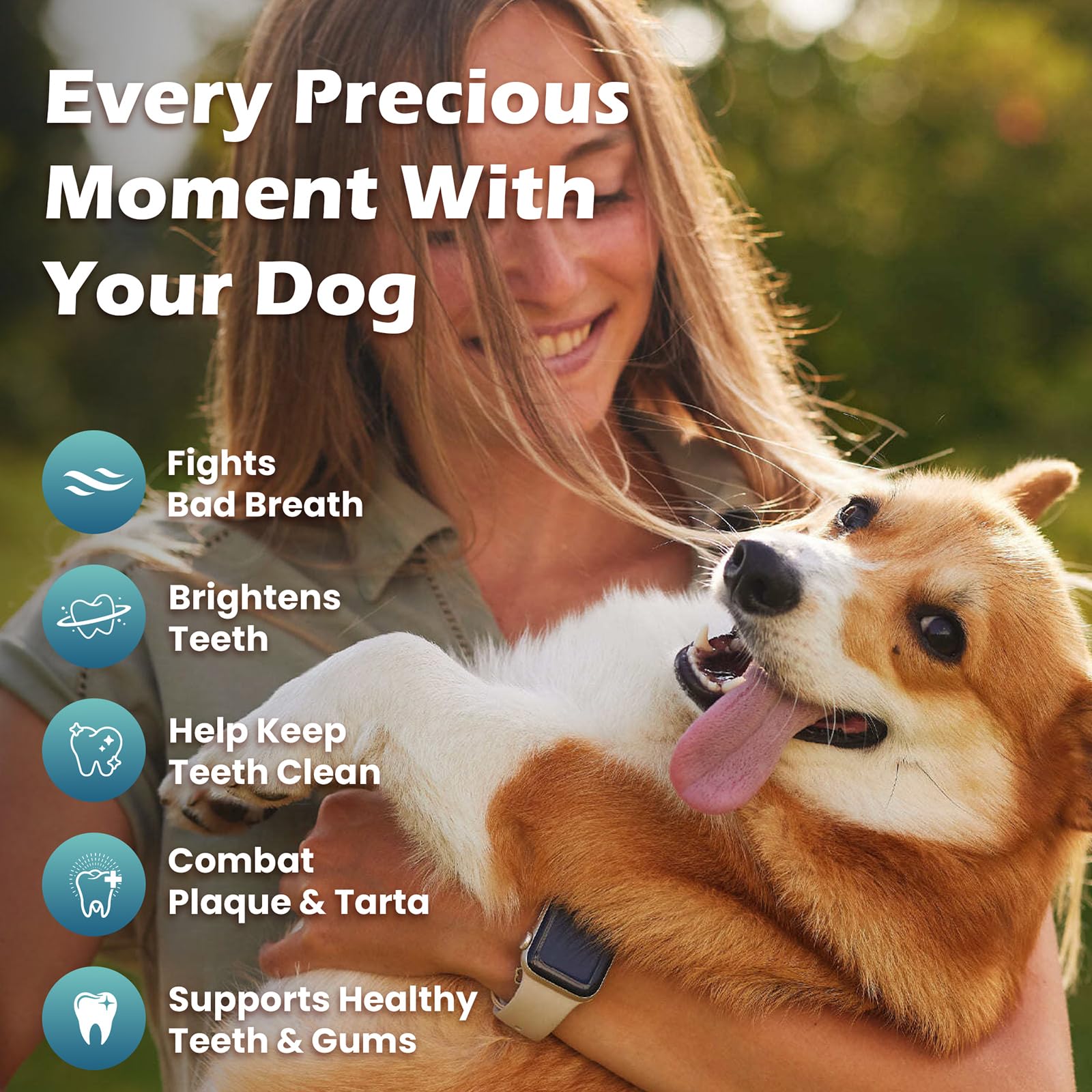 Dog Teeth Cleaning Powder, Dog Dental Powder and Cats Breath Freshener, Bad Breath & Tartar Remover for Dogs, Natural Herbal Blend of All Breeds, 200 Grams(90-Day Supply) - image 5