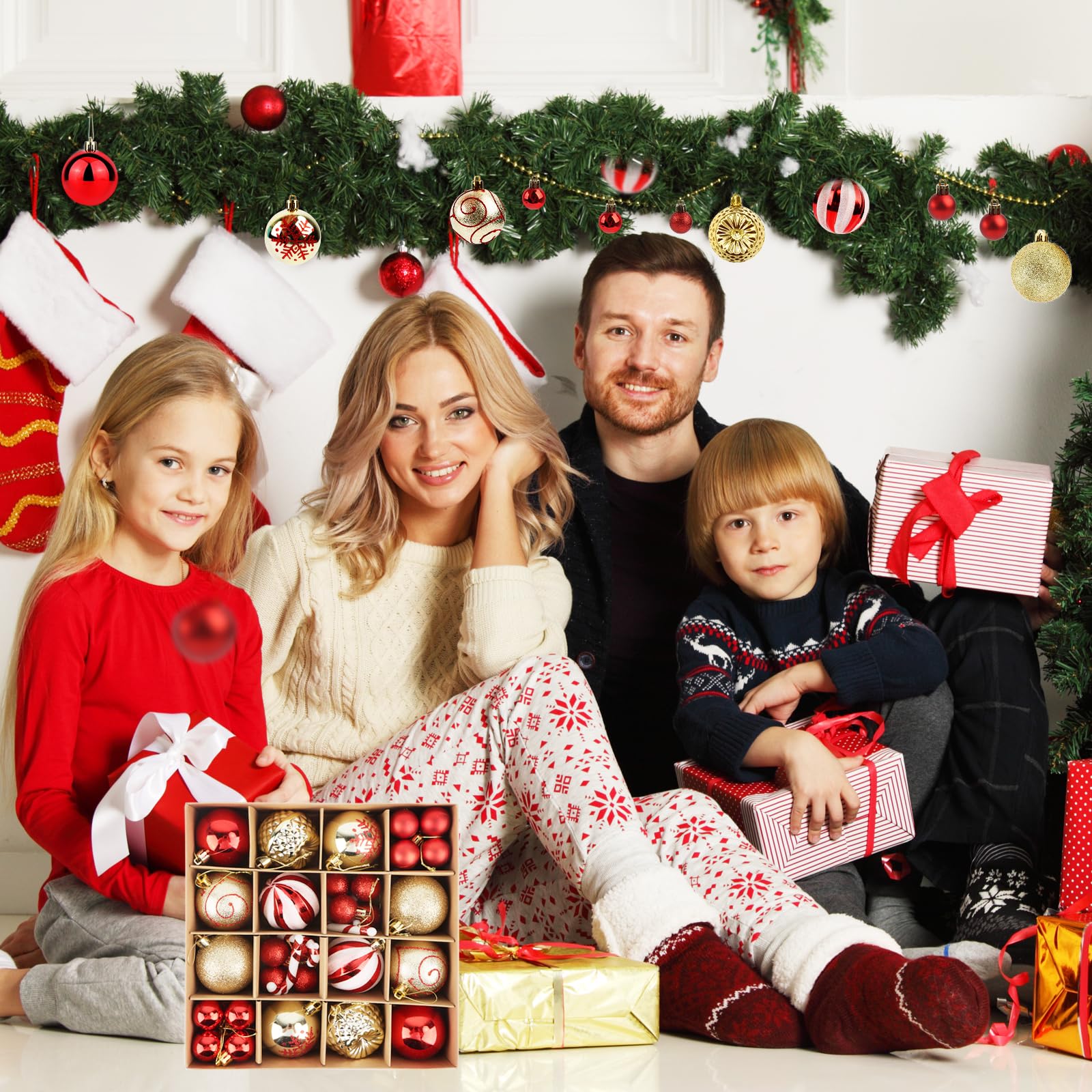 KIMIGO Lot 40 Boules De Noël Incassables Rouge & Or – Décorations Sapin Élégantes 6 Cm & 3,5 Cm + Canes – Noël Chic & Enfant