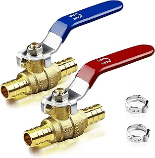 Lifavor 1/2 Inch Water Shut Off Brass Ball Valve, LF RV Heater Valve for Hot and Cold Water, Male Thread NPT Pex Fittings cUPC Certified, with 4 Hose Clamps
