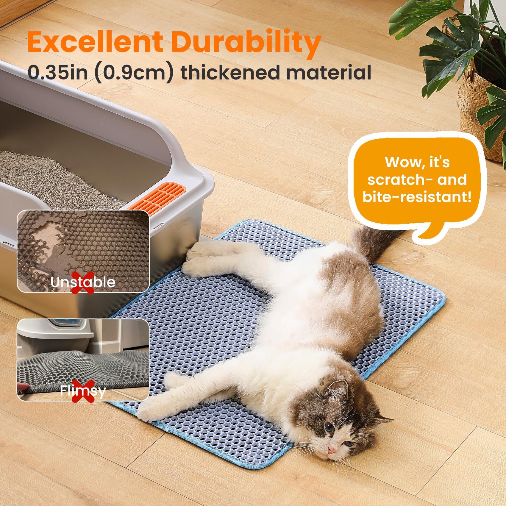 Petinstinct Cat Litter Mat, Double Layer Honeycomb Litter Box Mat 4