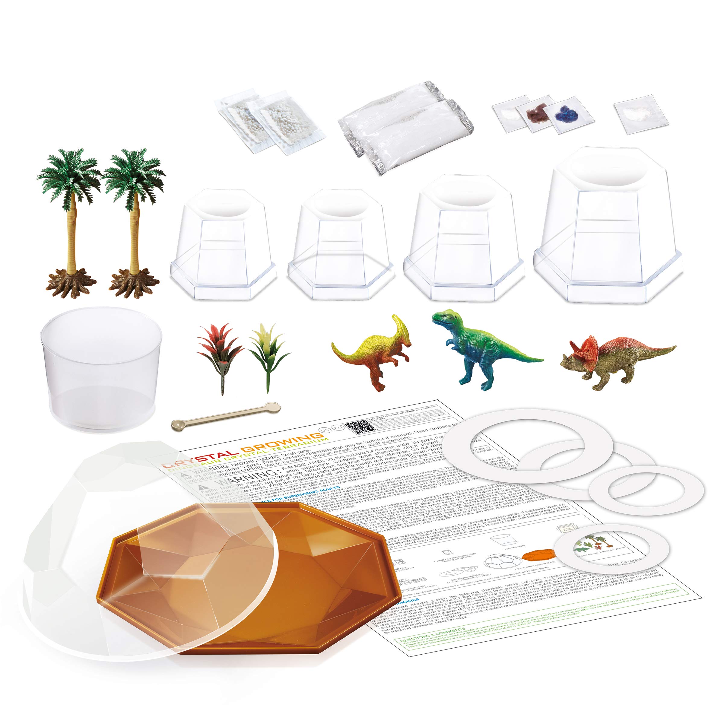 4M Crystal Growing – Dino-Kristall-Anbauset – Entdecken Sie Wissenschaft, Kreativität und STEM-Lernen mit einem lebendigen Terrarium-Set, Benutzerdefinierten Farben und einem lustigen