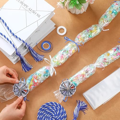 Miniatura 5 de Kit de 8 piezas de graduación Leis Candy Lei Candy Lei Tubing Lei Kit de fabricación de Lei de 4.92 pies de largo bolsa de PE con 3 piezas de cordón