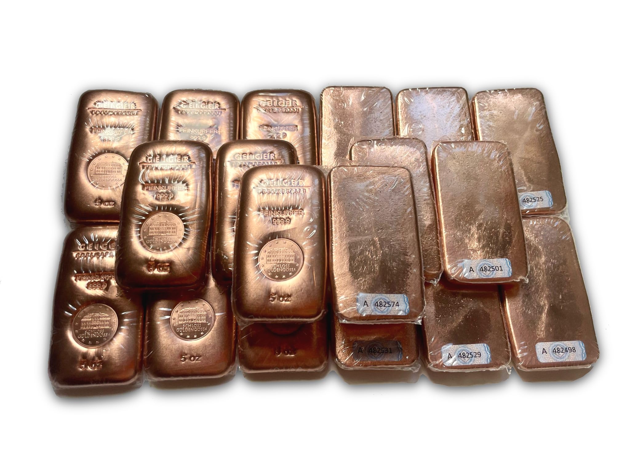 Lingot "cast" en cuivre de 5 onces (environ 155 grammes) Pureté 999.9. Fabriqué en Allemagne