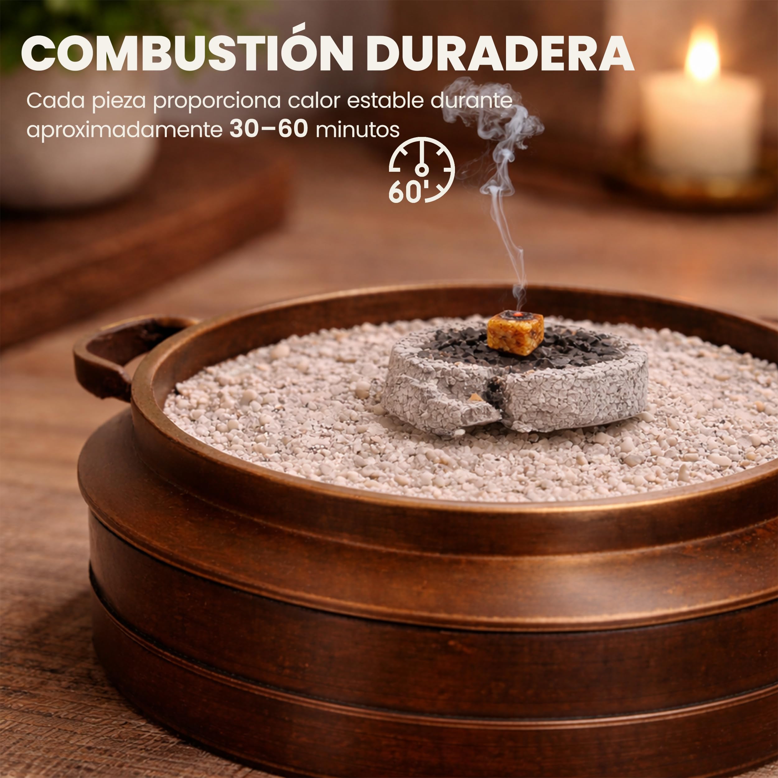 Carbón de Incienso Ø 40 mm – 50 Pastillas de Carbón Natural para Quemadores, Encendido Rápido y Quema Uniforme, Ideal para Resina, Aromaterapia, Rituales y Ambiente Zen