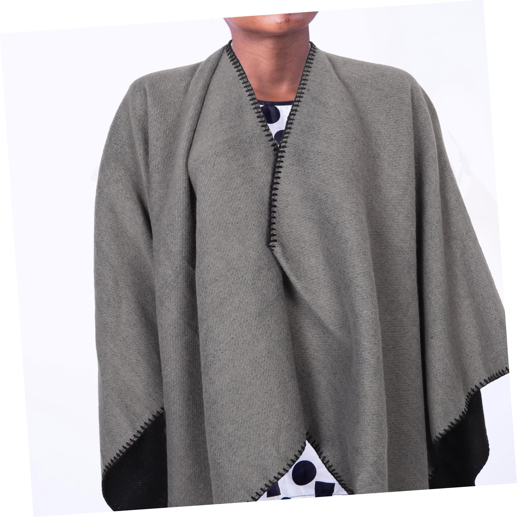 Veemoon Poncho Femme Hiver Double Face Style Nordique en Laine Imitation, Châle Réversible Épais et Chaud, Écharpe Élégante pour Femmes, Multi-usage et Confortable