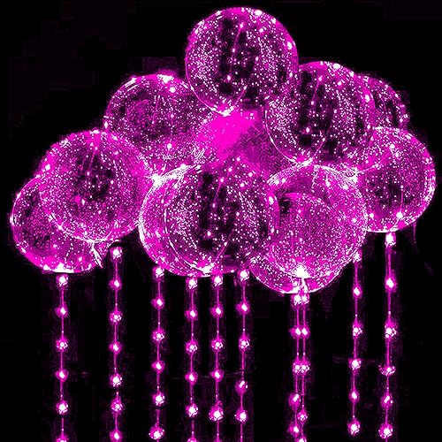 Miniatura 1 de Paquete de 10 globos LED Bobo, globos de luz LED transparentes, globos de burbujas brillantes estilo helio con tira de luces para fiestas,