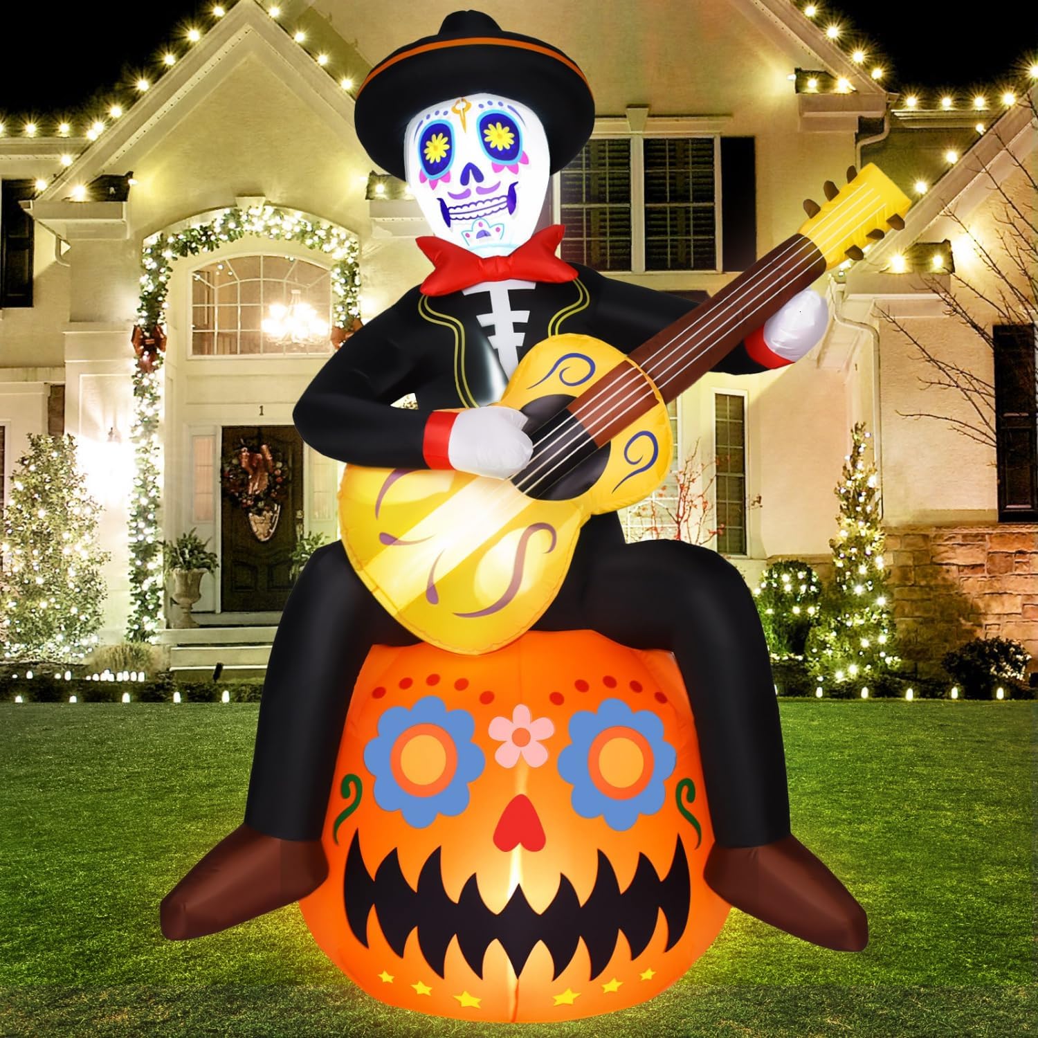 Amazon.com: Rocinha 8FT Halloween Inflatables Pumpkin Sugar Skull ...