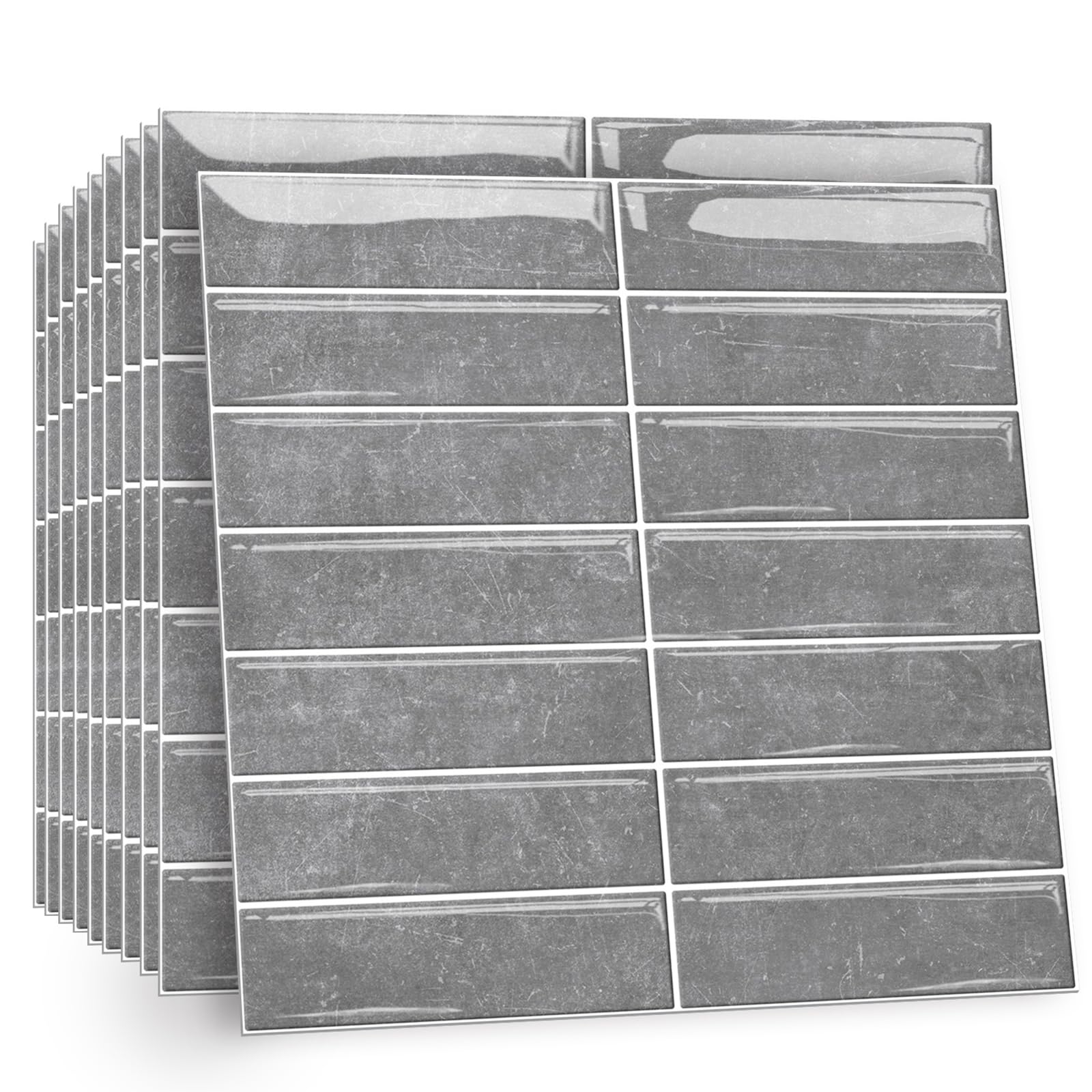 TOARTI 10 Stück 2D Dunkelgrau Fliesenaufkleber Metro Fliesen Selbstklebend fliesenaufkleber Küchenrückwand Fliesen Klebefliesen Fliesenfolie Selbstklebende Küche Bad 30 x 30cm