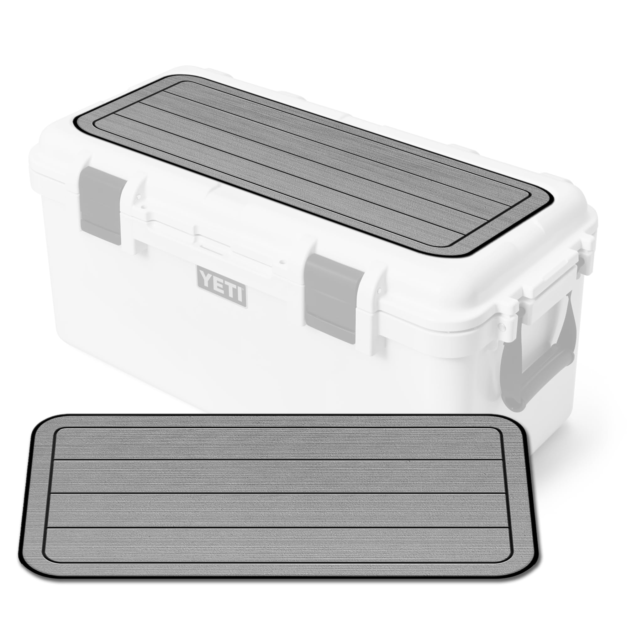 SeaDek EVA Mat Cooler Pad fits YETI | Peel & Stick Application | Non Slip Comfort Accessories - Teak Lines (StormGray-Black)