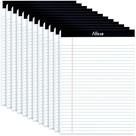 Legal Notepads 8.5 x 11, Pack of 12 - Perforated Wide Ruled Writing Pad - Premium Thick Paper, No Ink Bleeding - Blank Legal Pads For Home, Office, School, Business - 50 Sheets Per Notebook