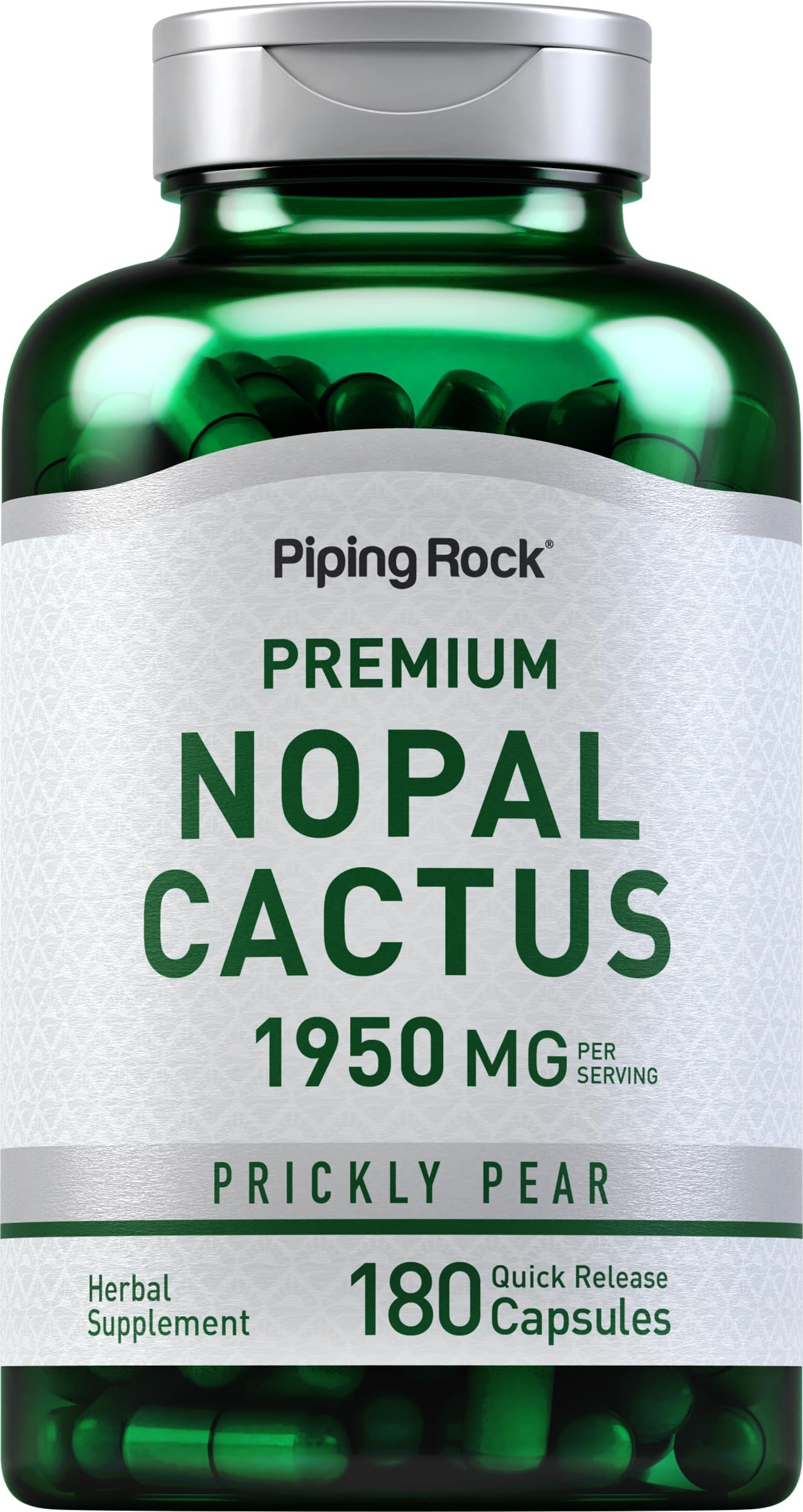 Nopal Cactus Supplement 1950mg | 180 Capsules | Prickly Pear | Non-GMO, Gluten Free
