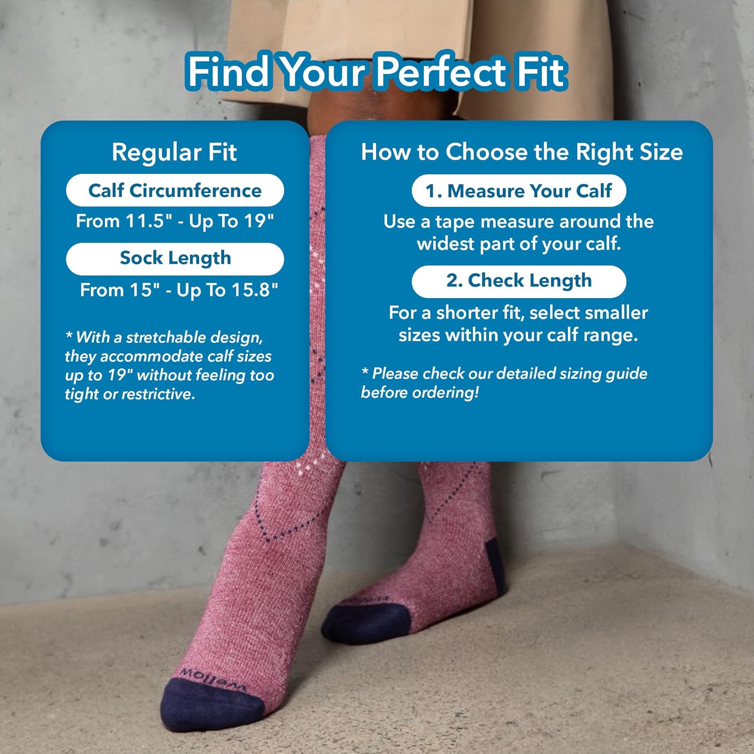 Wellow Premium Socks (Compression Socks - Regular) for Men & Women, Made with Viscose from Bamboo, Knee High, 18-25 mmHg - Image 2