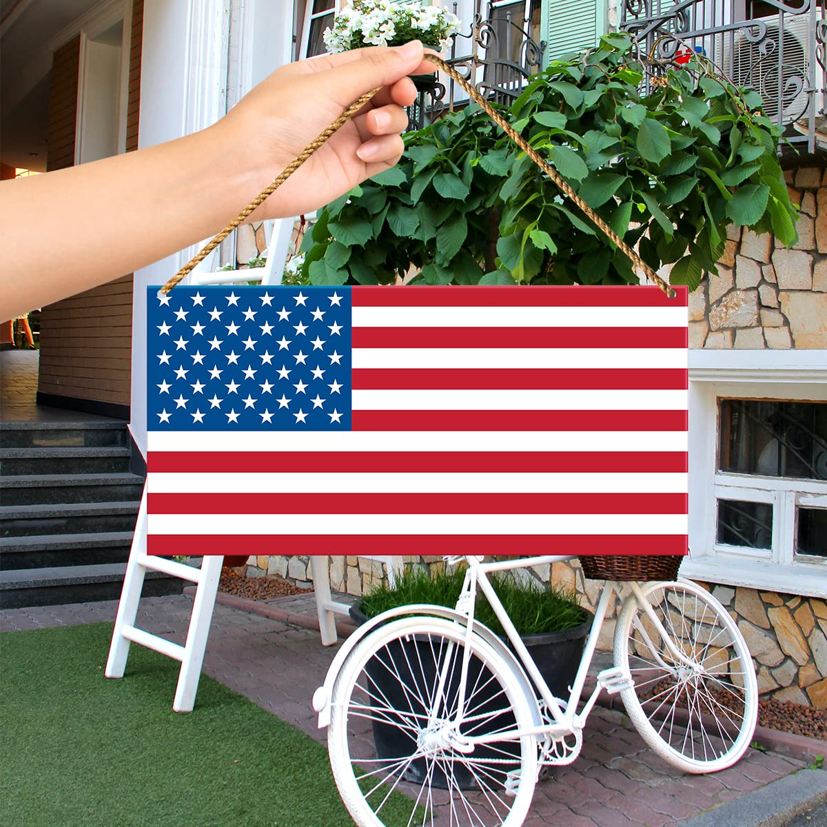 Patriotisches Türschild USA Flagge – 30 X 14 Cm Holzdekoration Für 4. Juli, Unabhängigkeitstag & Mehr