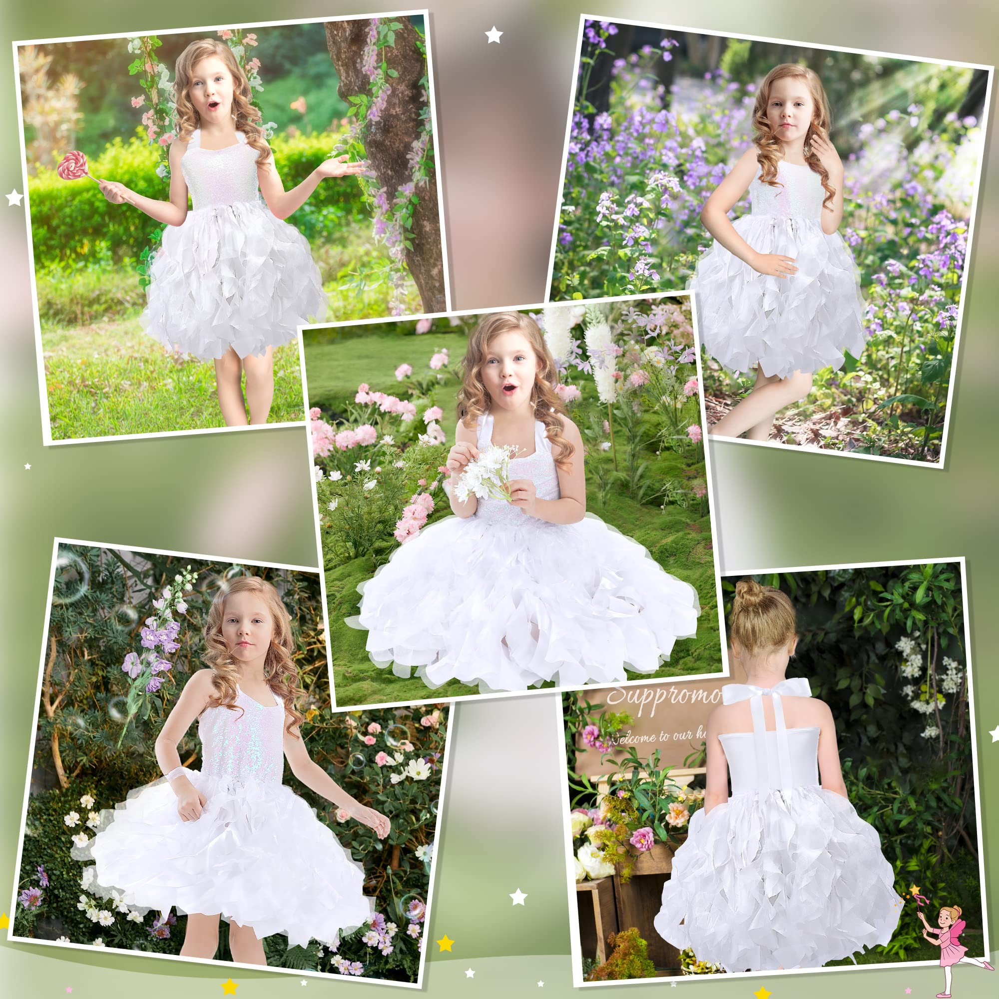 Suppromo Vestido de tutú para niñas con lentejuelas brillantes, de tul, princesa, fiesta de cumpleaños, graduación, vestido de baile