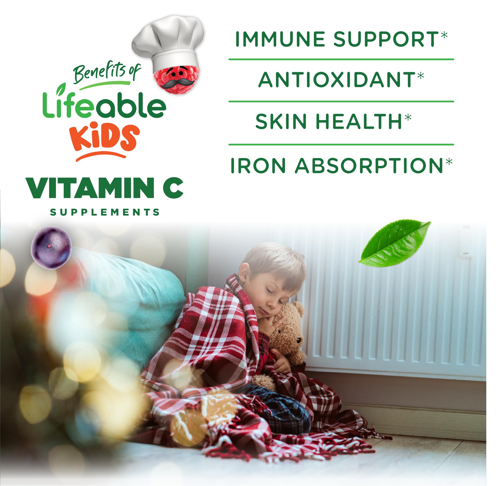 Lifeable Sugar Free Vitamin C for Kids – 250 mg – Great Tasting Natural Flavor Gummy Supplement – Vegetarian Chewable Vitamin – for Immune Support – for Children – 90 Gummies — Amazon image 3