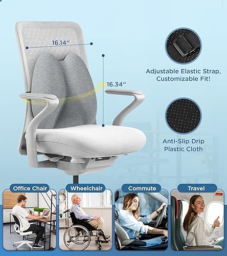 Miniatura 6 de Almohada de apoyo lumbar para silla de oficina, almohada lumbar ergonómica para soporte de espalda 5X y postura mejorada de manera efectiva, cojín