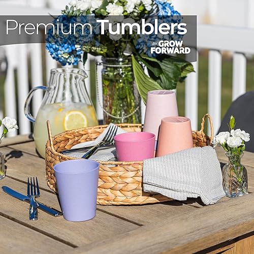 Miniatura 5 de Grow Forward Vasos de plástico prémium para niños, vasos de paja de trigo irrompibles de 13 onzas para niños, vasos para beber sin BPA no tóxicos