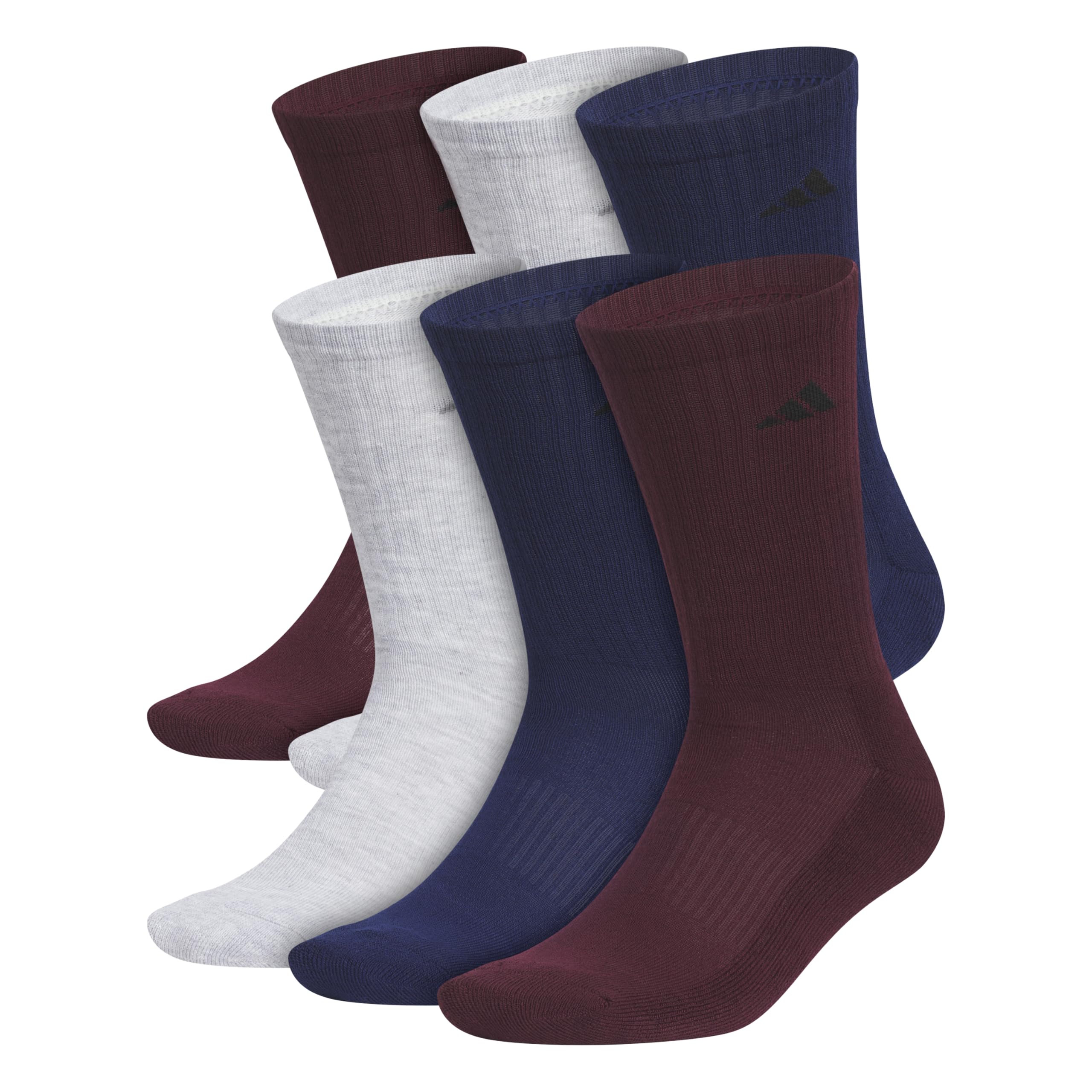 adidas Mens Athletic Crew Socks 6 Pairs Casual - White | 6-Pack, Targeted Cushioning, Arch Support, Breathable Moisture-Wicking, Reinforced Heel & Toe, All-Day Comfort