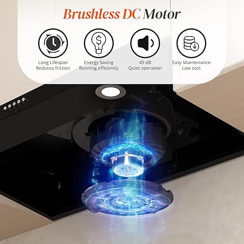 Miniatura 3 de FIREGAS Campana extractora negra de 30 pulgadas debajo del gabinete, campana de cocina convertible sin conductosconductos, 300 CFM, extractor de 3