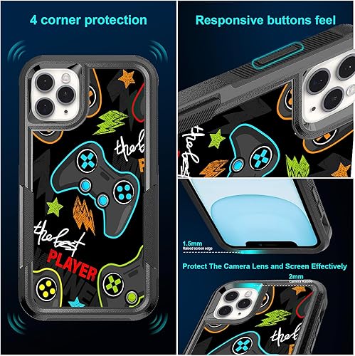 Miniatura 9 de Funda protectora híbrida de doble capa para iPhone 11 Pro Max con patrón blanco de absorción de golpes y carcasa híbrida de doble capa de silicona