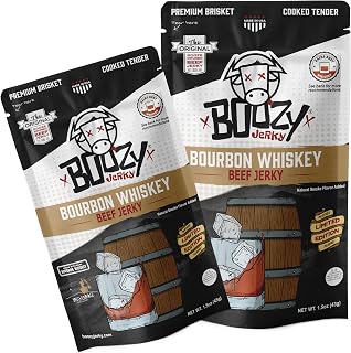Boozy Jerky | Craft Beer Infused Bourbon Whiskey Brisket Jerky | 2 pack | All Natural | High Protein | Premium Marinated Small Batch | Perfect Beer Gift Jerky for Men or Women