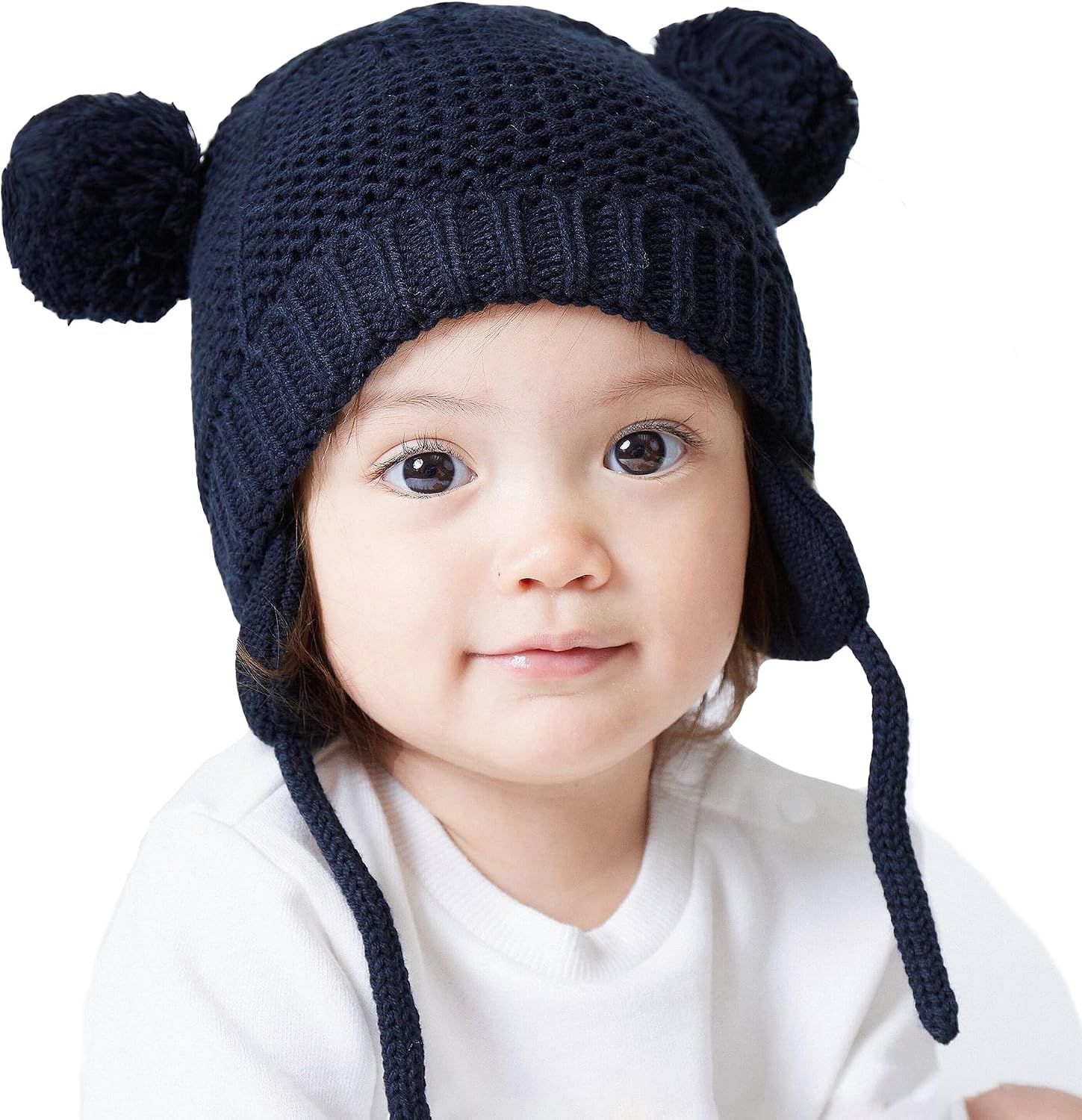 Baby Beanie Earflaps Hat - Infant Toddler Girls Boys Soft Warm Knit Hat Kids Winter Hat with Fleece Lining