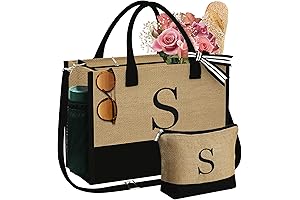 Personalized Jute Tote and Makeup Bag Set: Perfect Birthday Gift for Grandma