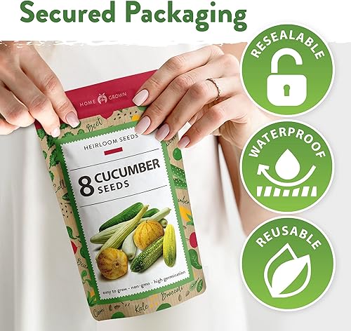Miniatura 6 de HOME GROWN 8 semillas de pepino para plantar, limón, encurtido nacional, armenio, beit alfa, ocho semillas de pepino rectas, semillas de vegetales