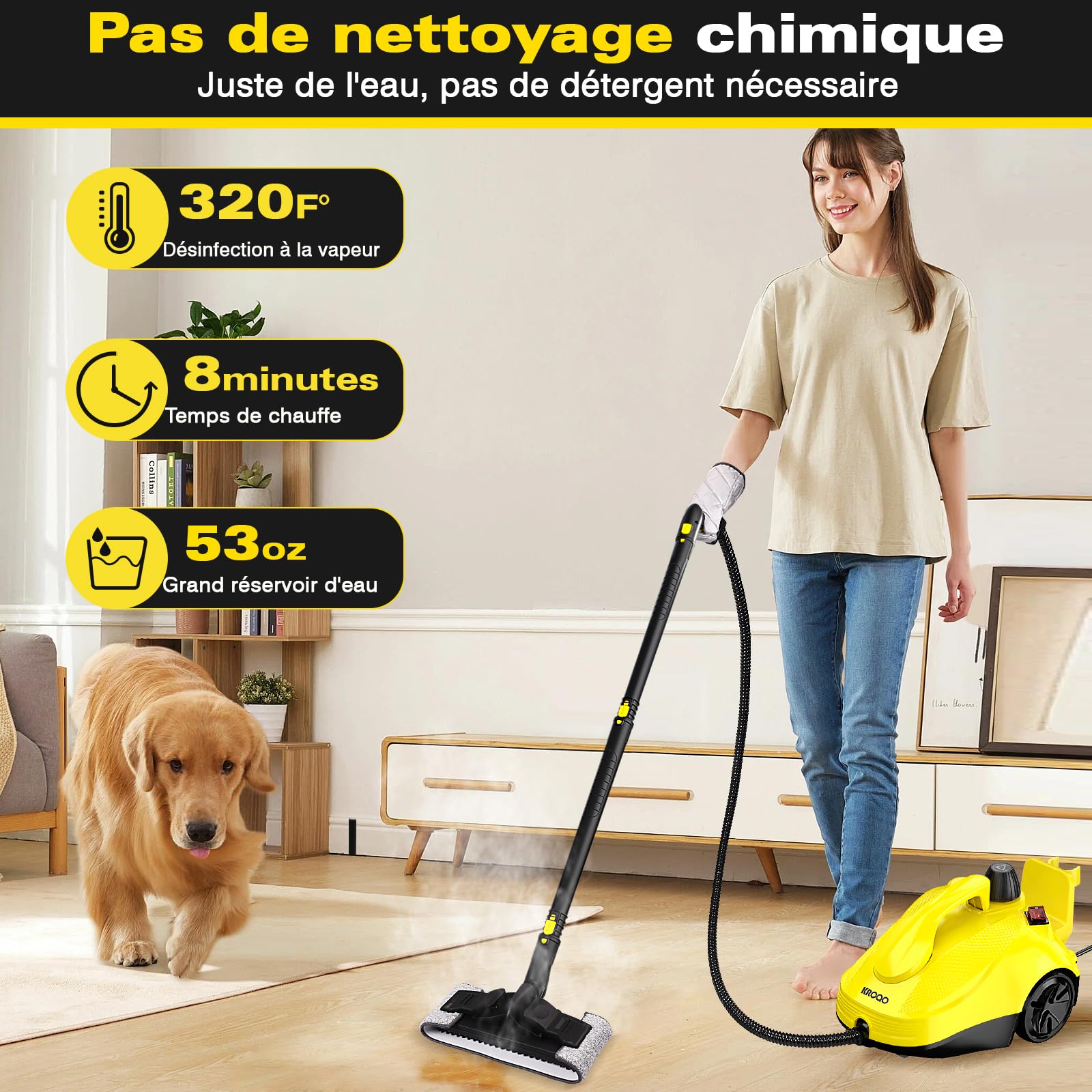 Nettoyeur vapeur multi-usages avec 23 accessoires, pour retirer le papier peint, le sol, la moquette, le canapé, les meubles rembourrés, la voiture, le carrelage, le rembourrage, la salle de