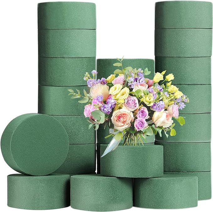 24 Pcs Round Floral Foam Blocks,Green Wet Foam Block,Dry