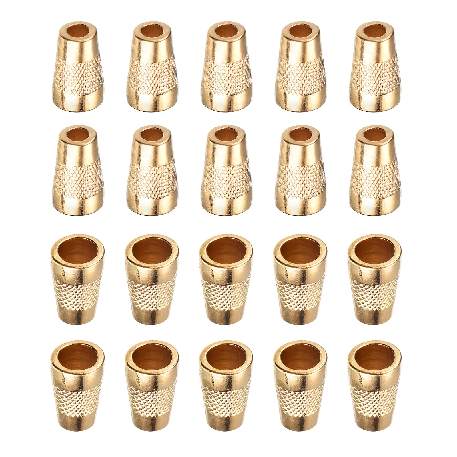 DTGN 10x16x4mm Bell Stopper - 20Pack - Good for DIY Drawstring Lanyard Backpacks - Alloy Conical Cord Ends Lock Cord Rope Fastener Ends Stopper - Gold