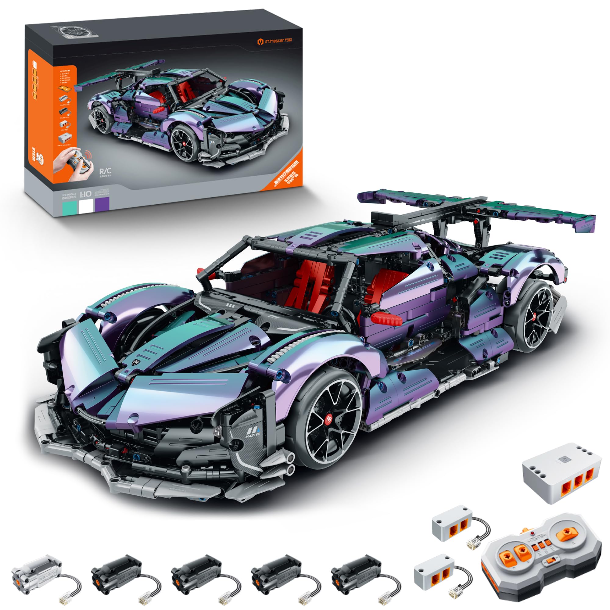 Super Sports Car Building Blocks Set, 1:10 Apollo IE Raceing Car Model Building Race Engineering Toy for Adults, Remote Control Drifting Hypercar with 5 Motors(2036 PCS)