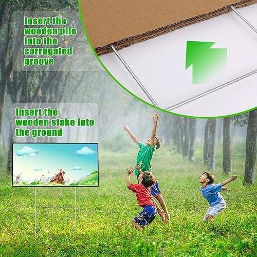 Miniatura 5 de 10 estacas para letreros de patio, marco de 16.5 x 7 pulgadas, estacas de alambre resistentes para patio, estacas de metal para carteleras, soportes